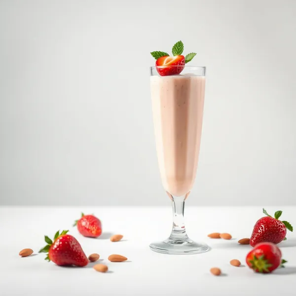 Smoothie Haut en Protéines Fraise, Amande et Lait de Coco