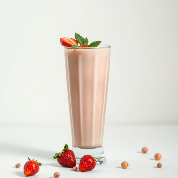 High Protein Strawberry Hazelnut Milk Smoothie