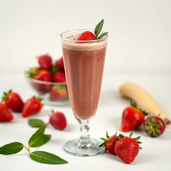 Smoothie de Morango e Matcha com Alto Teor de Proteínas