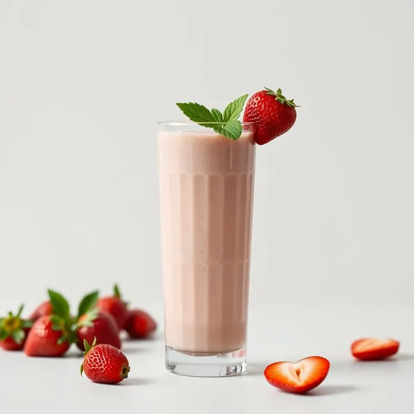 High Protein Strawberry Rice Milk Smoothie