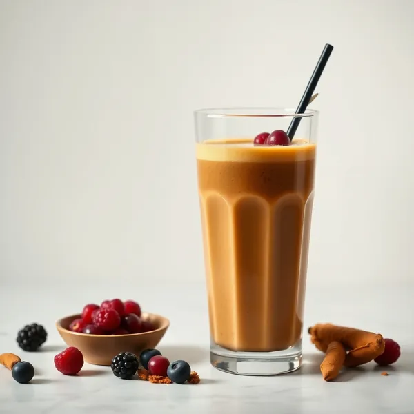 Smoothie Froid au Café avec Curcuma Haut en Protéines