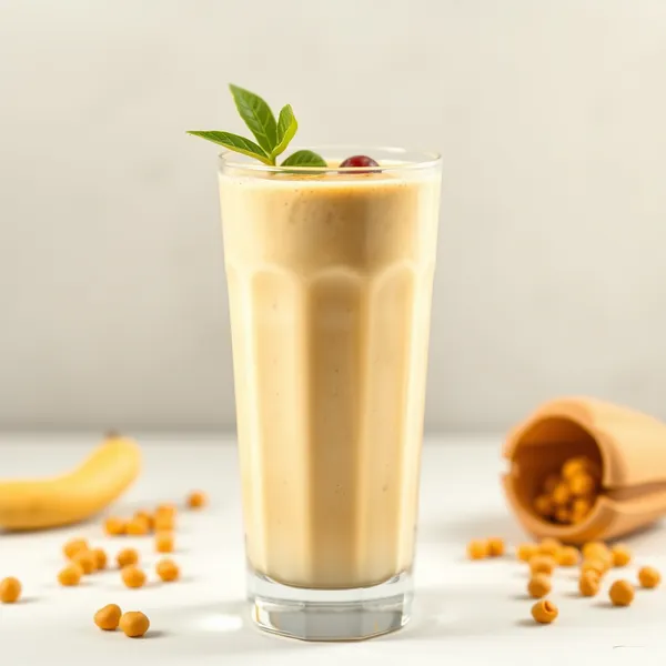 Proteinreicher Kurkuma-Erbsenmilch-Smoothie