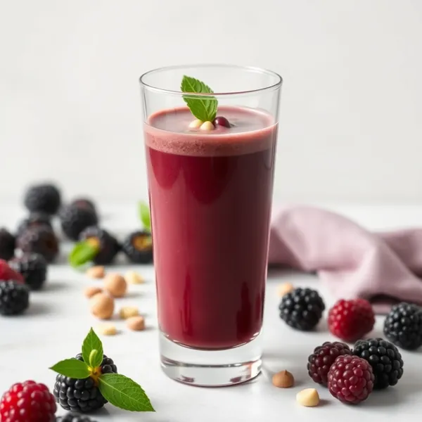 Smoothie de Leite de Macadamia e Amora que Impulsiona o Sistema Imunológico