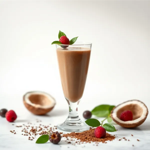 Smoothie au Cacao en Poudre et Eau de Coco qui Renforce le Système Immunitaire