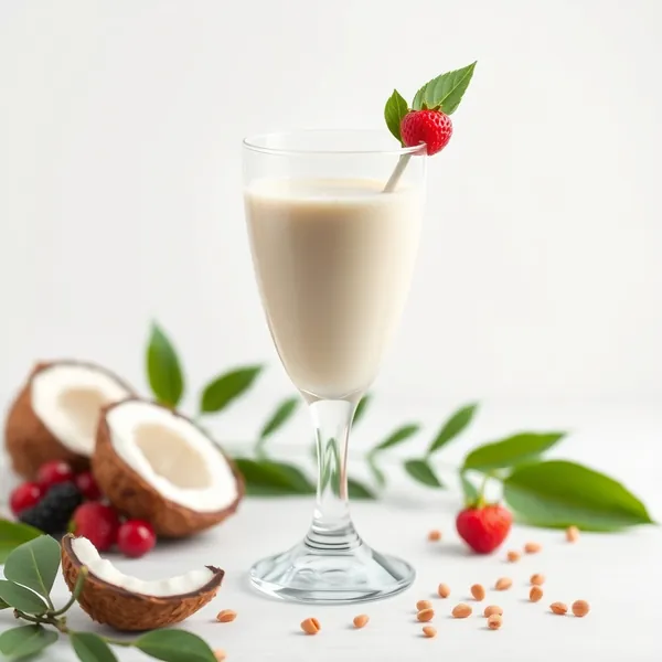 Smoothie de Leite de Ervilha e Coco que Impulsiona o Sistema Imunológico