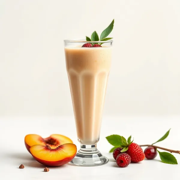 Smoothie mit Pfirsich und Macadamianussmilch zur Stärkung des Immunsystems