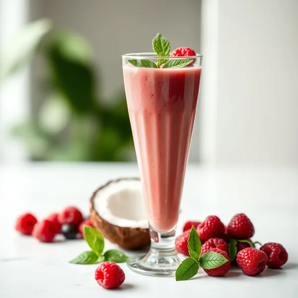 Smoothie de Framboesa e Água de Coco para Aumentar a Imunidade