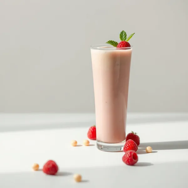 Smoothie de Leite de Macadamia e Framboesa que Aumenta a Imunidade