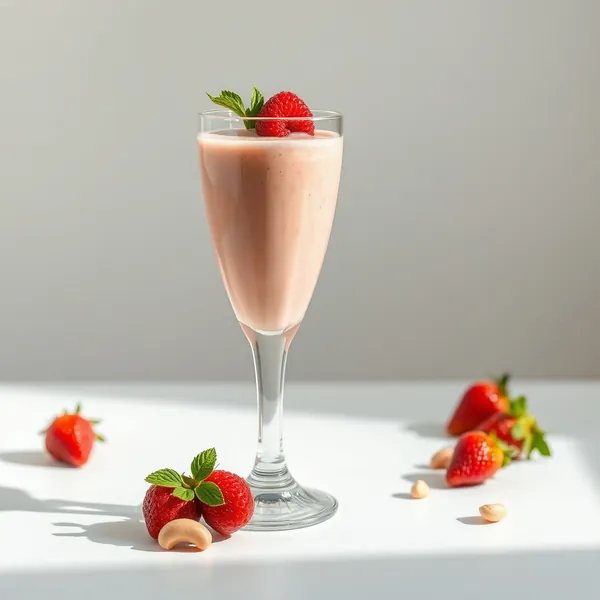 Smoothie aus Erdbeeren und Cashew-Milch zur Stärkung des Immunsystems
