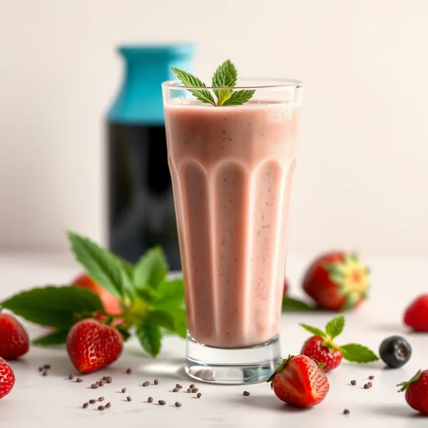 Smoothie aus Erdbeeren und Hanfmilch, das das Immunsystem stärkt