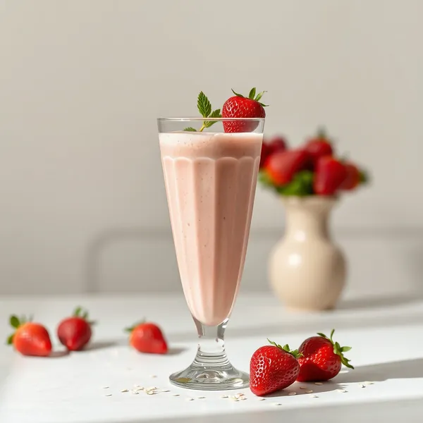 Smoothie de Morango e Leite de Aveia que Reforça o Sistema Imunológico