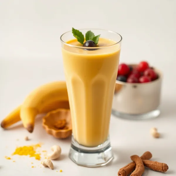 Smoothie au Lait de Cajou et Curcuma qui Renforce le Système Immunitaire