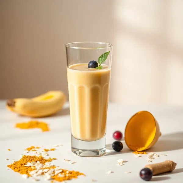 Smoothie au Lait d'Avoine et Curcuma qui Renforce le Système Immunitaire