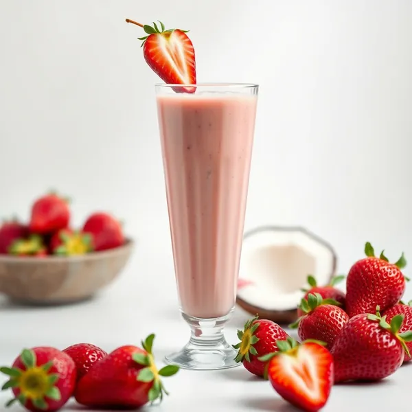Smoothie de Morango e Água de Coco Amigável com Keto