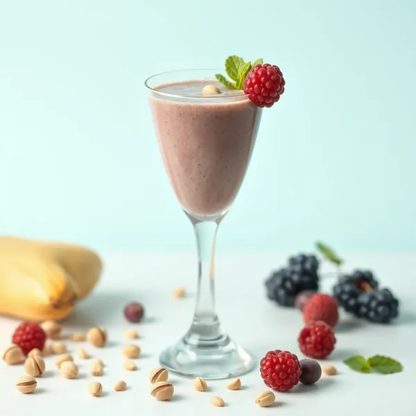 Smoothie Baixo em Calorias de Açaí e Leite de Pistache