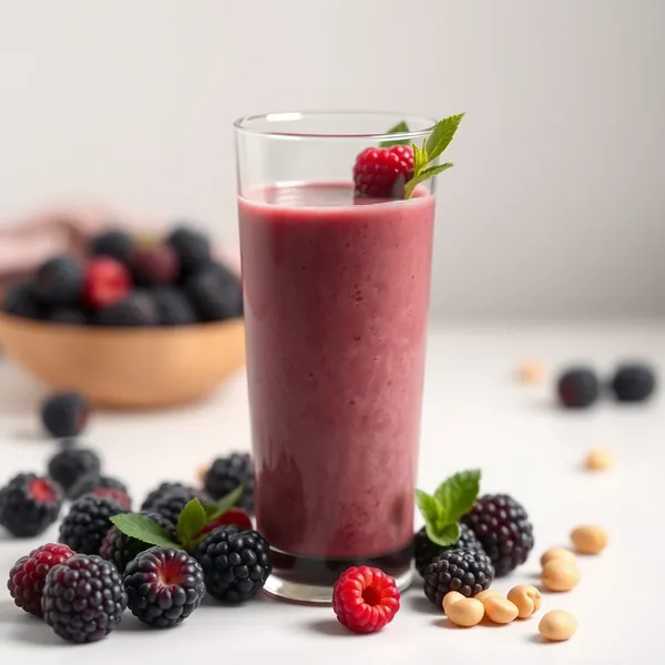 Batido Bajo en Calorías de Mora y Leche de Macadamia
