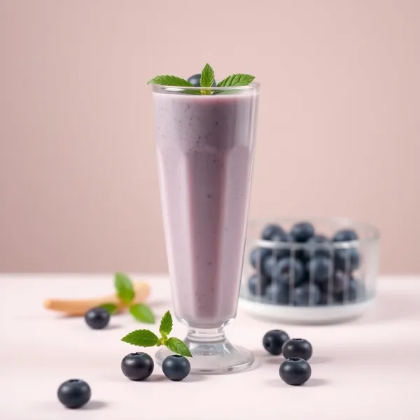 Smoothie Basso in Calorie con Mirtilli e Latte di Riso