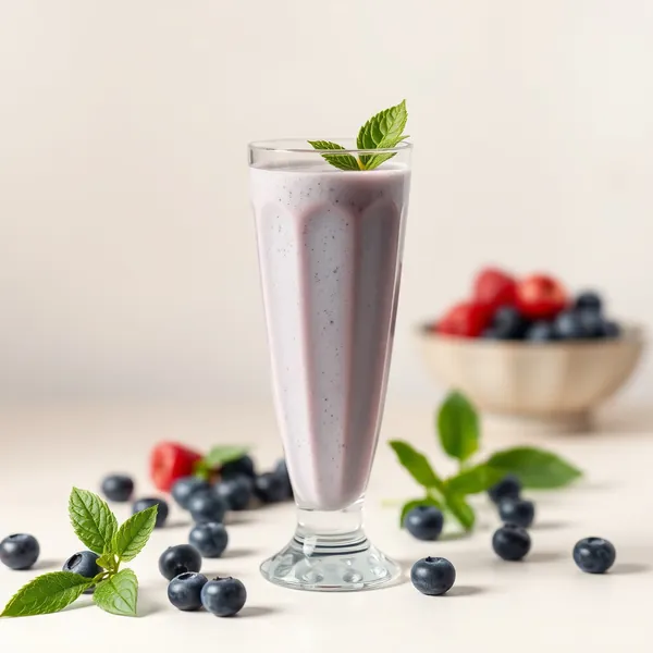 Smoothie Baixo em Calorias de Mirtilo e Leite de Soja