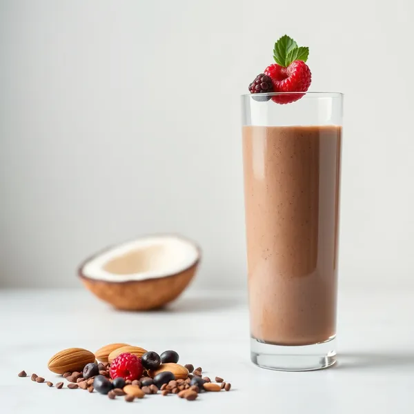 Low-Calorie Kakao Pulver Mandel Kokosmilch Smoothie