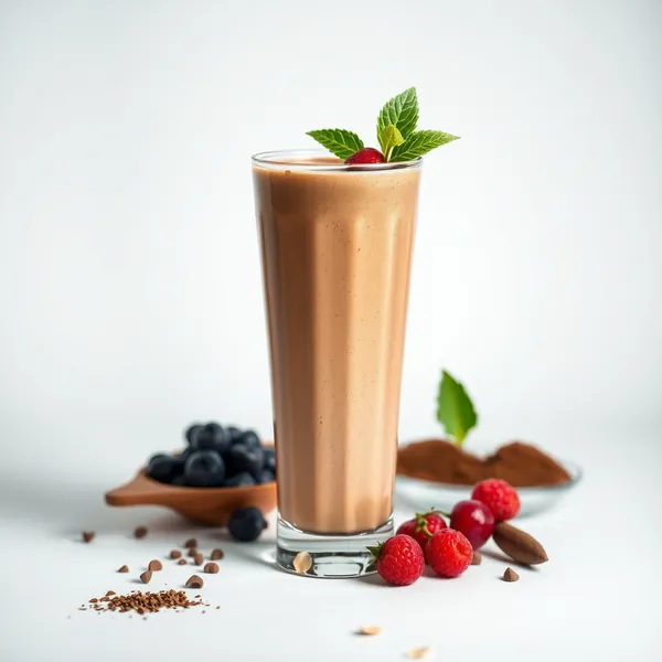 Smoothie Baixo em Calorias de Cacau em Pó e Leite de Espelta