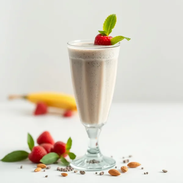 Smoothie Baixo em Calorias de Sementes de Chia, Amêndoa e Leite de Coco