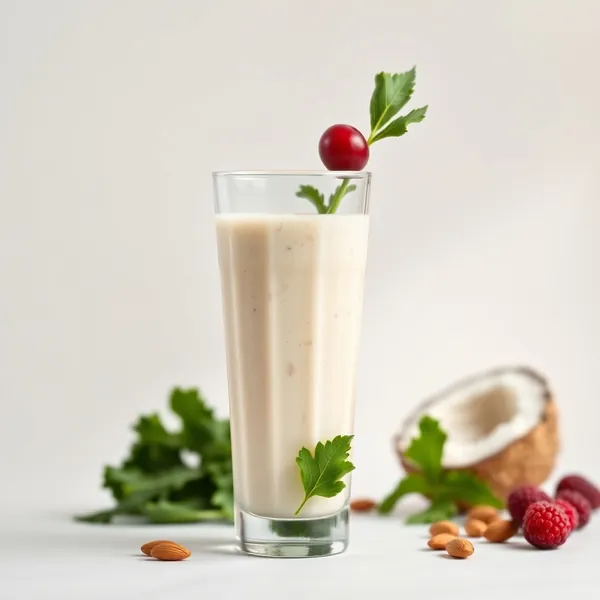 Batido Bajo en Calorías de Col Rizada, Almendra y Leche de Coco