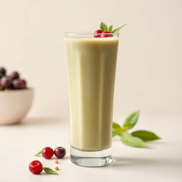 Niedrig-Kalorien Matcha Erbsenmilch Smoothie