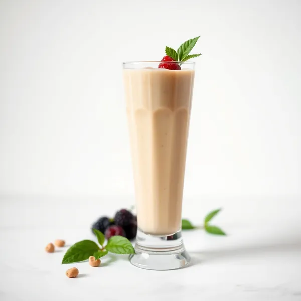 Smoothie aus Erdnussbutter und Reis-Milch mit wenig Kalorien