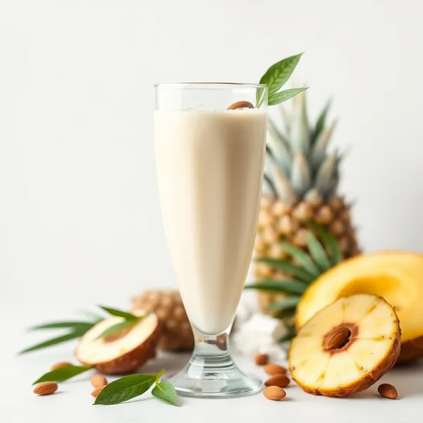 Smoothie Basso in Calorie Ananas, Mandorla e Latte di Cocco