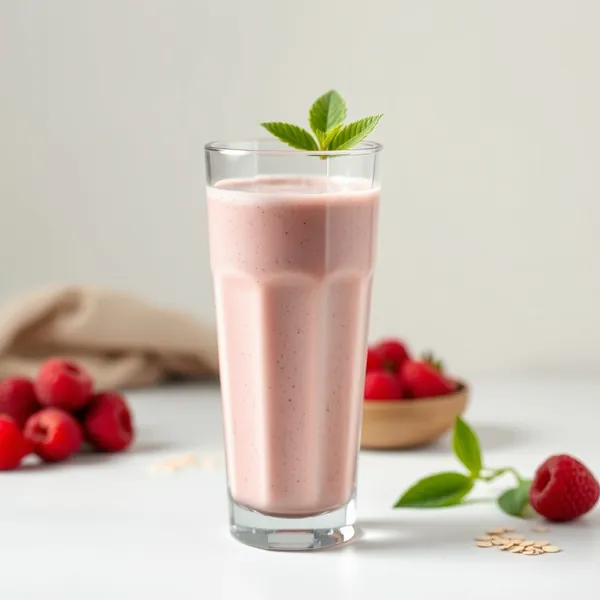 Low-Calorie Raspberry Oat Milk Smoothie