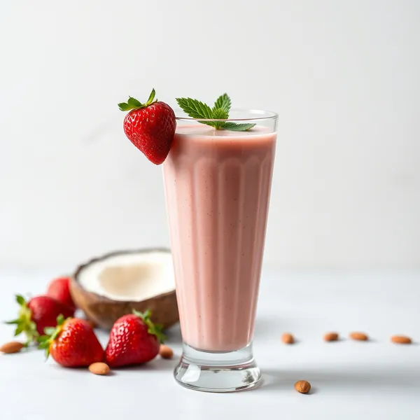 Smoothie Basse en Calories de Fraise, Amande et Lait de Coco
