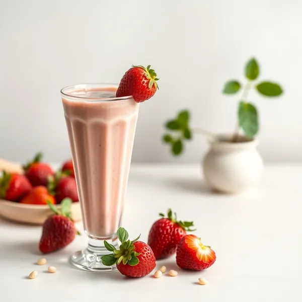 Smoothie Basso in Calorie di Fragola e Latte di Macadamia