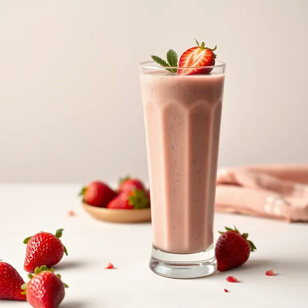 Low-Calorie Strawberry Spelt Milk Smoothie