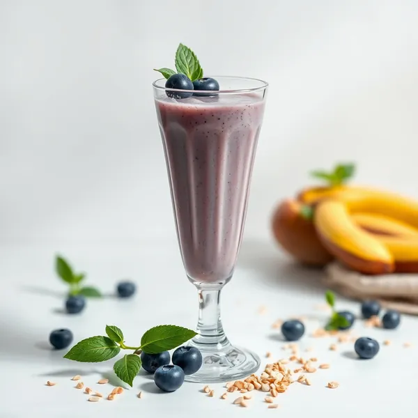 Frullato di Riso con Latte e Mirtilli