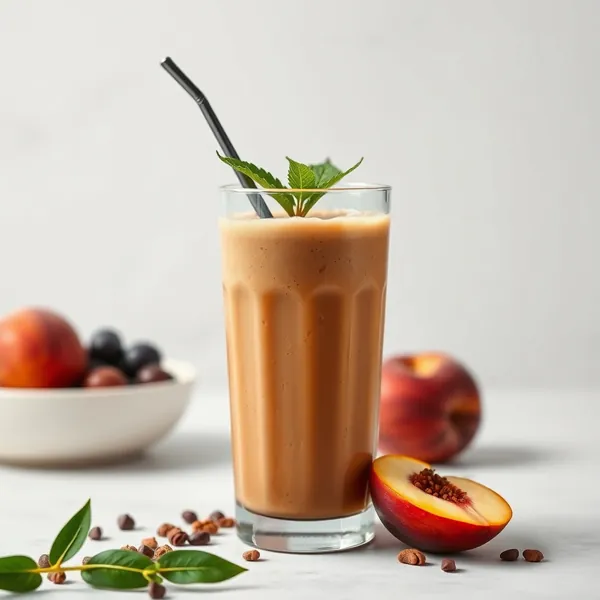 Batido de Café Frío con Durazno y Nueces