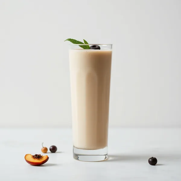 Smoothie aus Dinkelmilch und Pfirsich
