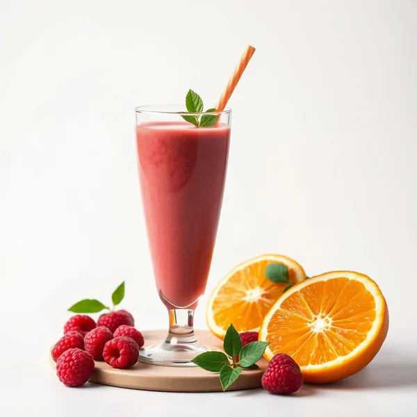 Batido de Frambuesa y Nuez con Jugo de Naranja