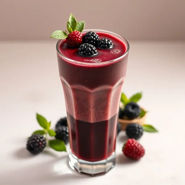 Smoothie au Café Froid avec des Mûres Biologiques