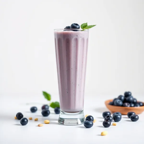 Smoothie aus Pistazienmilch und Bio-Blaubeeren