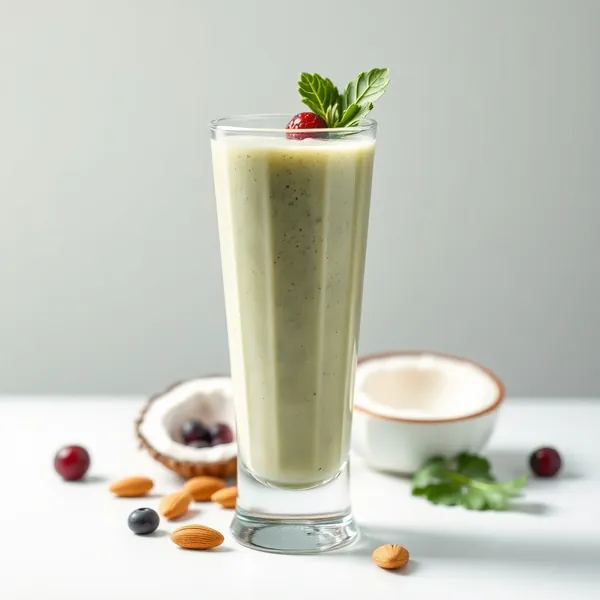 Bio-Smoothie aus Grünkohl, Mandeln und Kokosmilch