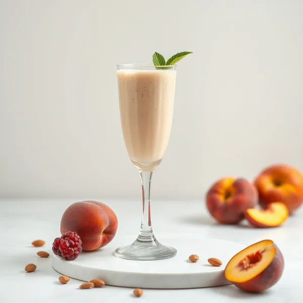 Smoothie Orgânico de Pêssego, Amêndoa e Leite de Coco