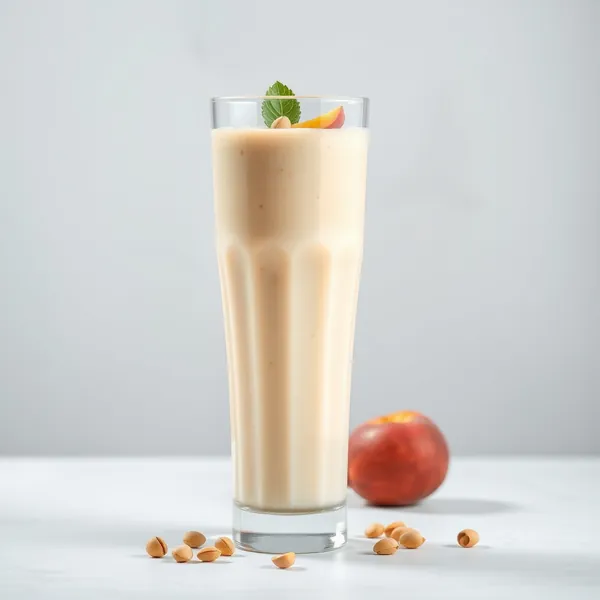 Smoothie aus Pistazienmilch und Bio-Pfirsich