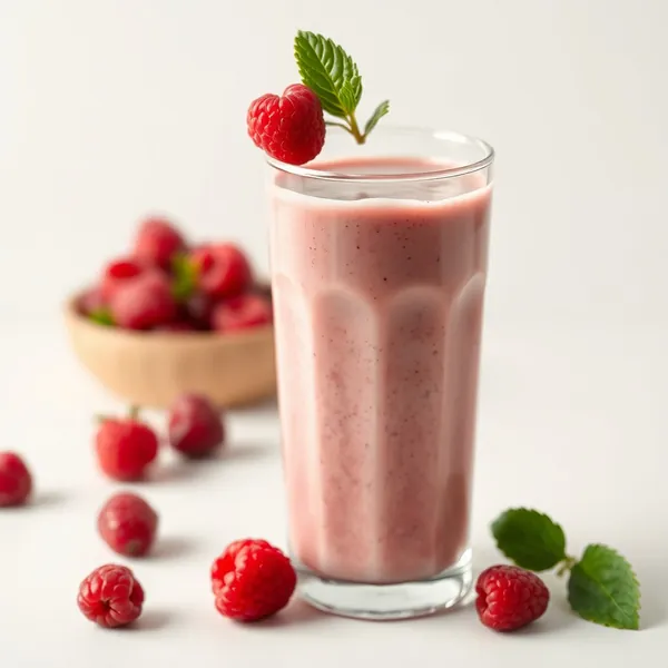Smoothie aus Dinkelmilch und Himbeeren Bio