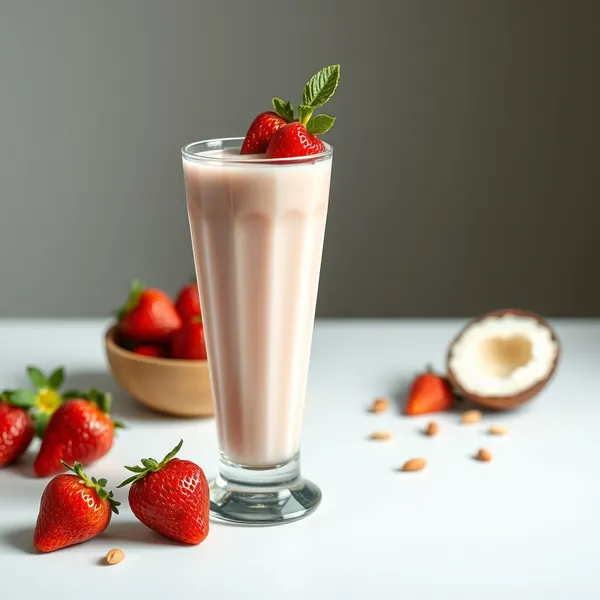 Batido Orgánico de Fresa, Almendra y Leche de Coco