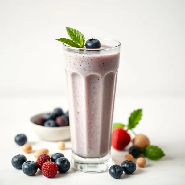 Post-Workout Blaubeer-Macadamia-Milch-Smoothie