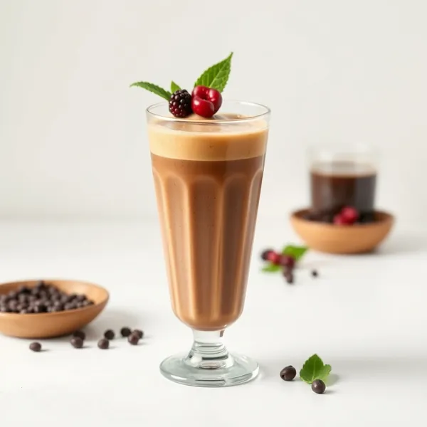 Smoothie aus Kakaopulver und Eiskaffee nach dem Training