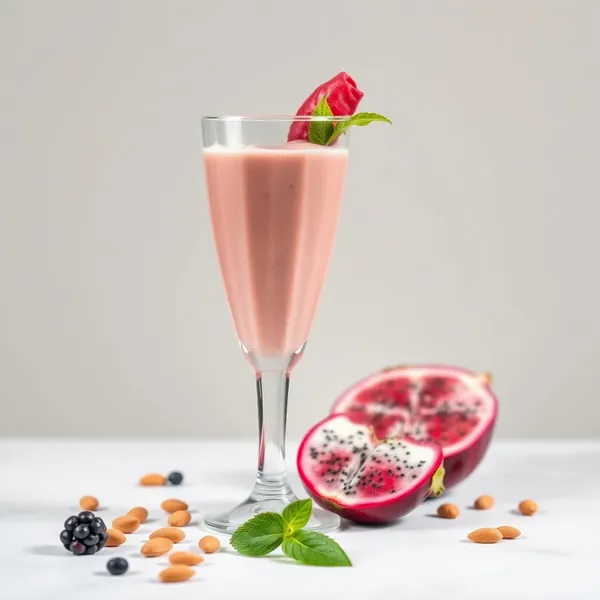 Smoothie aus Dragonfruit mit Mandeln und Kokosmilch