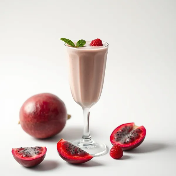 Smoothie aus Dragonfruit und Macadamia-Milch nach dem Training