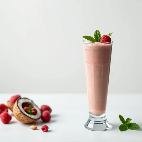 Smoothie de Framboesa, Amêndoa e Leite de Coco Pós-Treino
