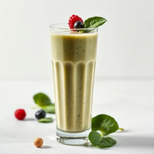 Smoothie aus Spinat und Macadamia-Milch nach dem Training